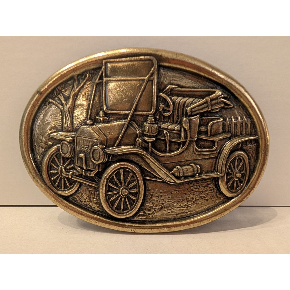 Vintage AVON 1985 Model T Ford Car Brass Belt Buckle